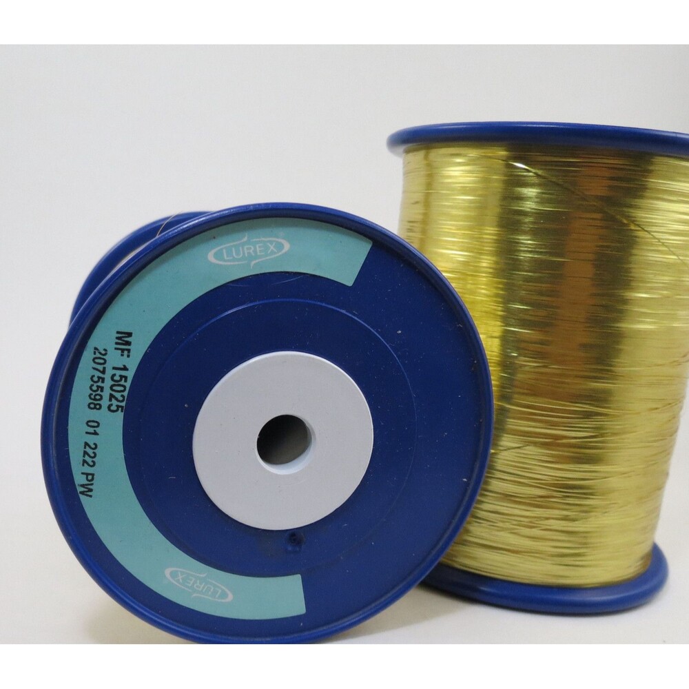Lurex Flat Gold Film 1/100" Aluminum Backed Nm 56 178 Dtex 355grs 2 Spools